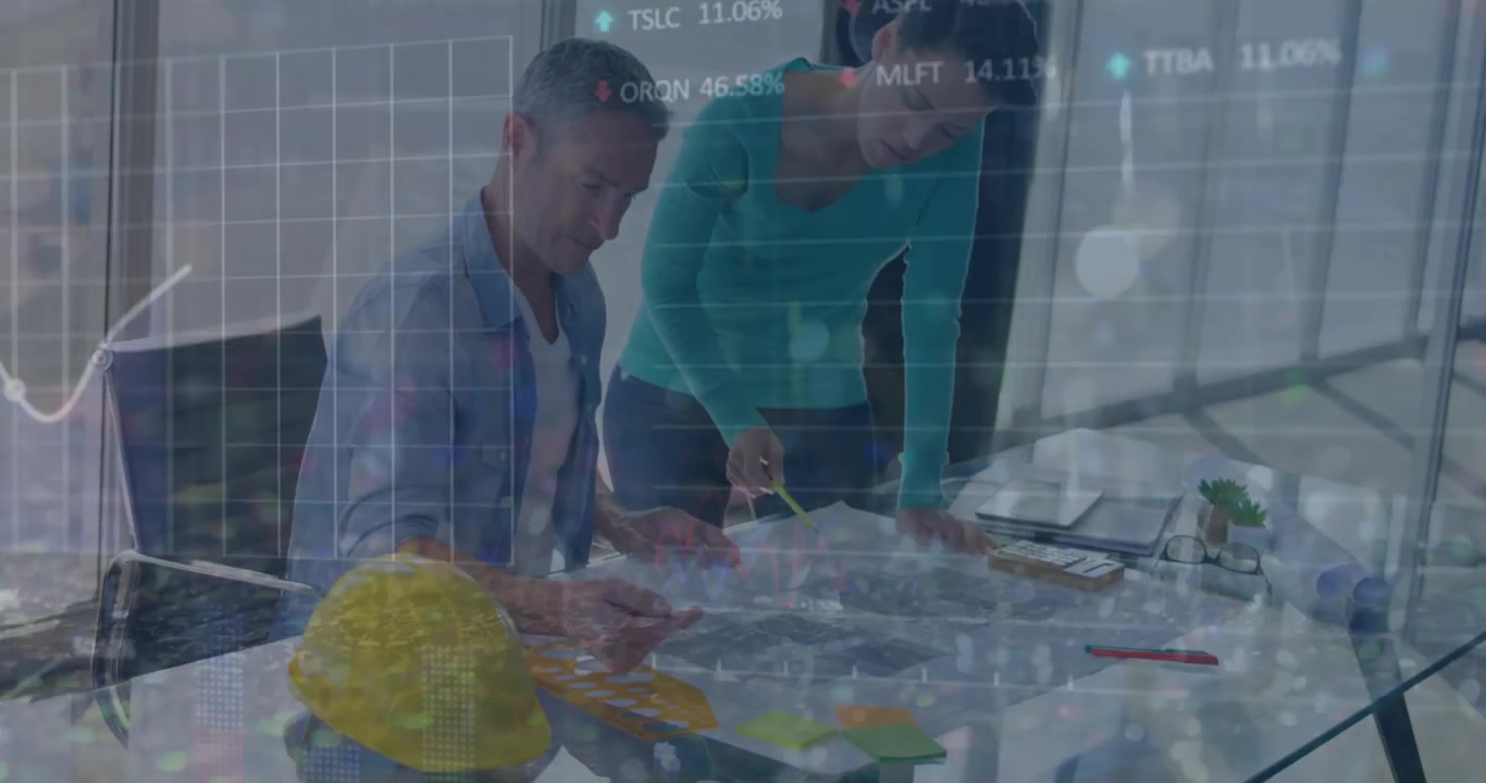 Animation of covid cells over businesswoman and city