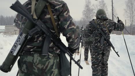 soldiers on skis in winter