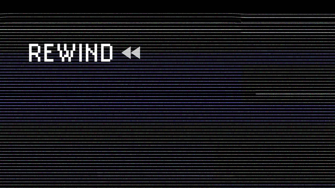 Efek Glitch Mundur VHS Retro di Layar Hitam