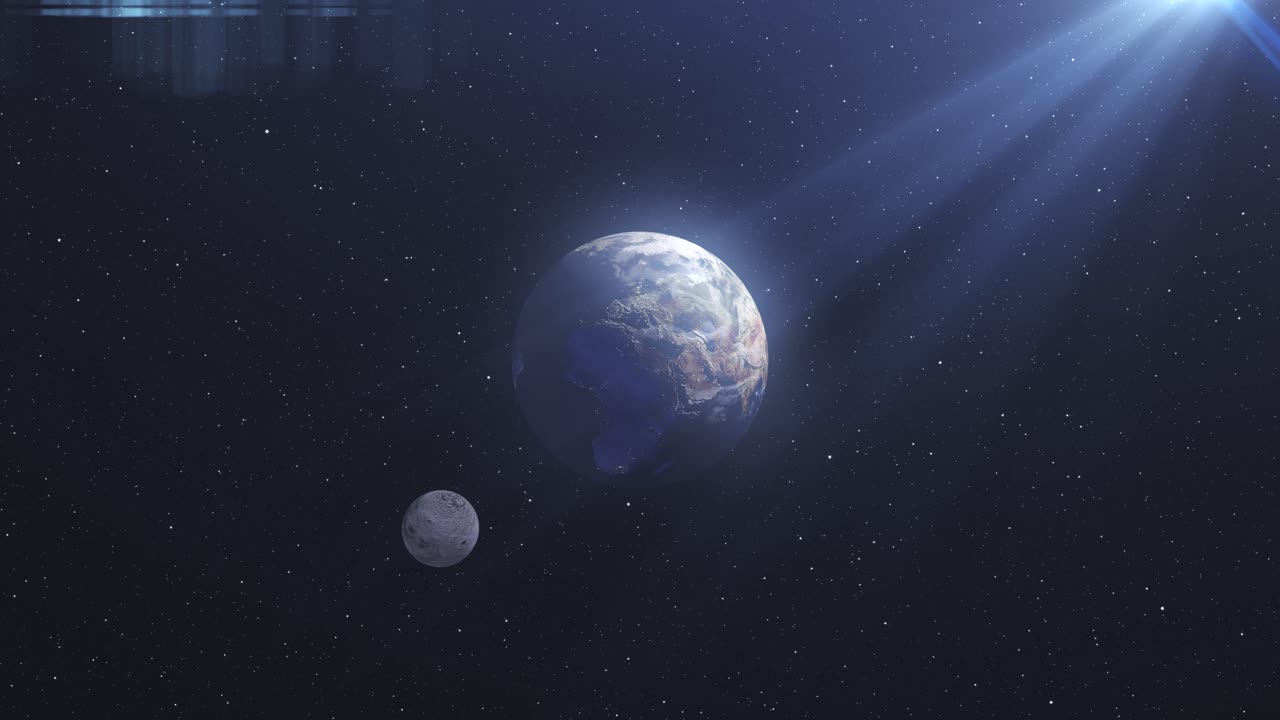 우주에서의 지구와 달