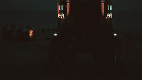 exploration of a mars colony base with advanced technology and habitats