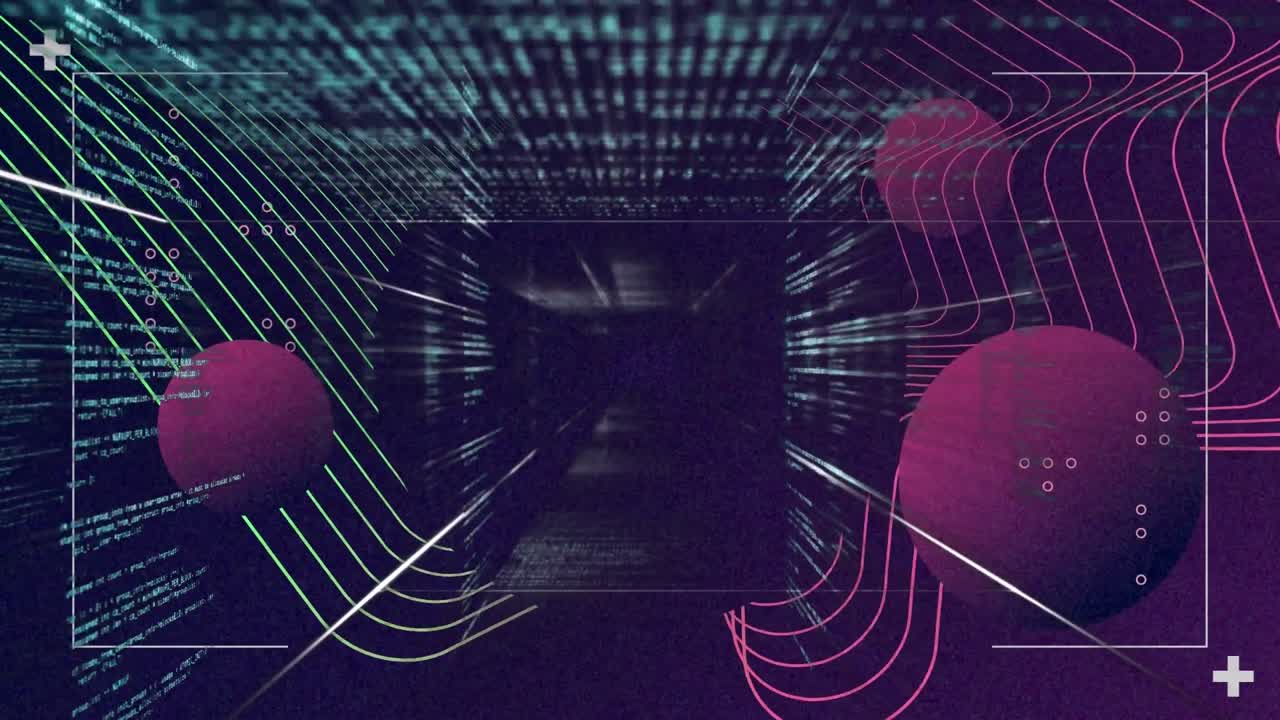 Animation of data processing with pink globe and frame