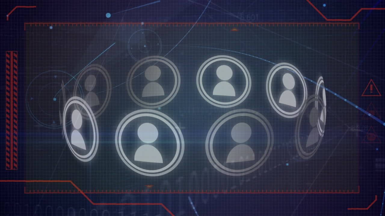 animación de la red de conexiones con personas iconos sobre procesamiento de datos de codificación binaria
