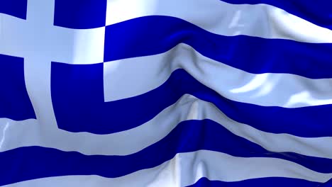 greece flag waving in wind slow motion animation . 4k realistic fabric texture flag smooth blowing on a windy day continuous seamless loop background.