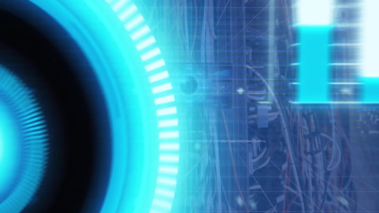 animación del procesamiento de datos en la sala de servidores