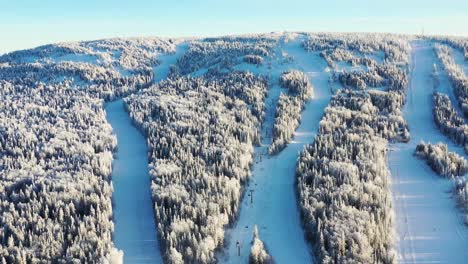 snowy ski resort aerial view