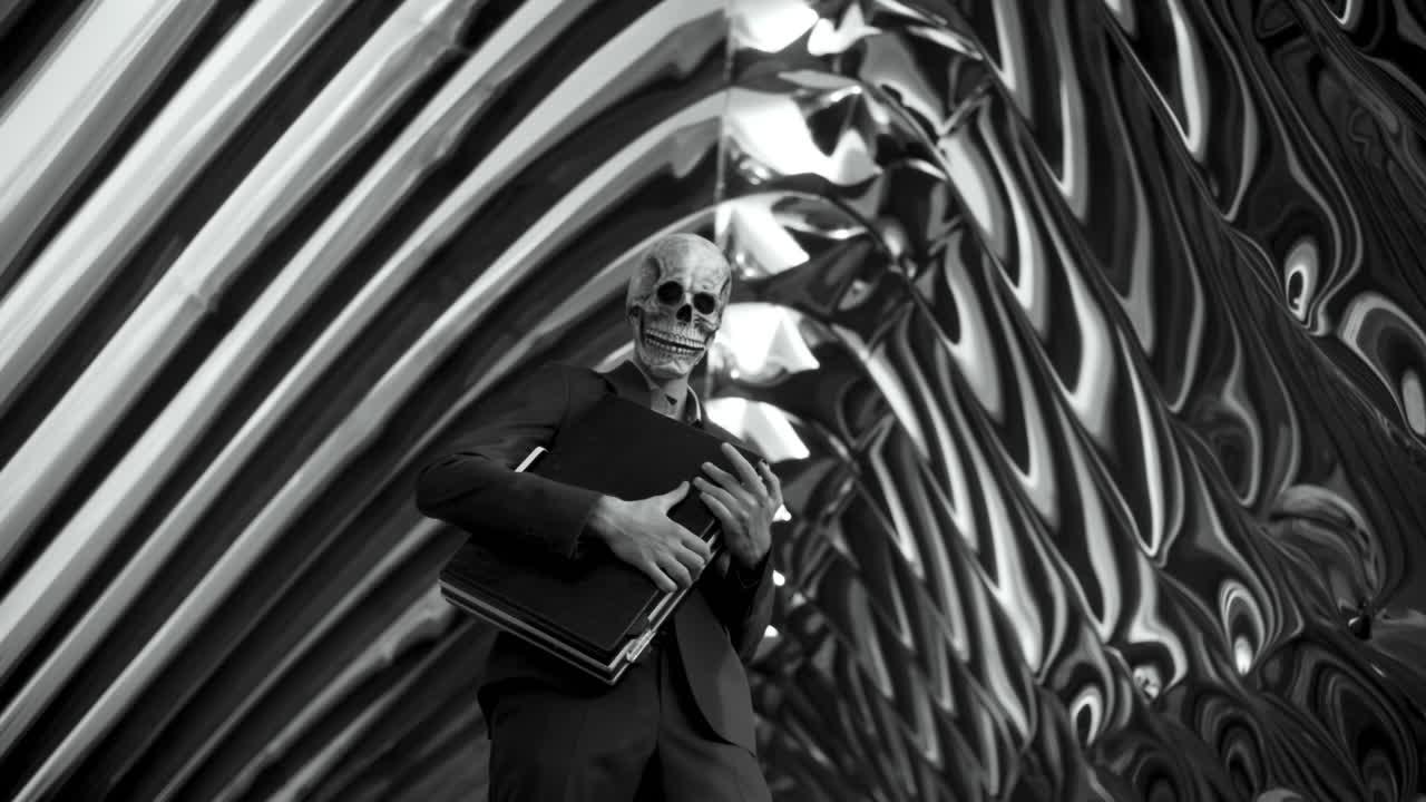 Businessman in Skull Mask