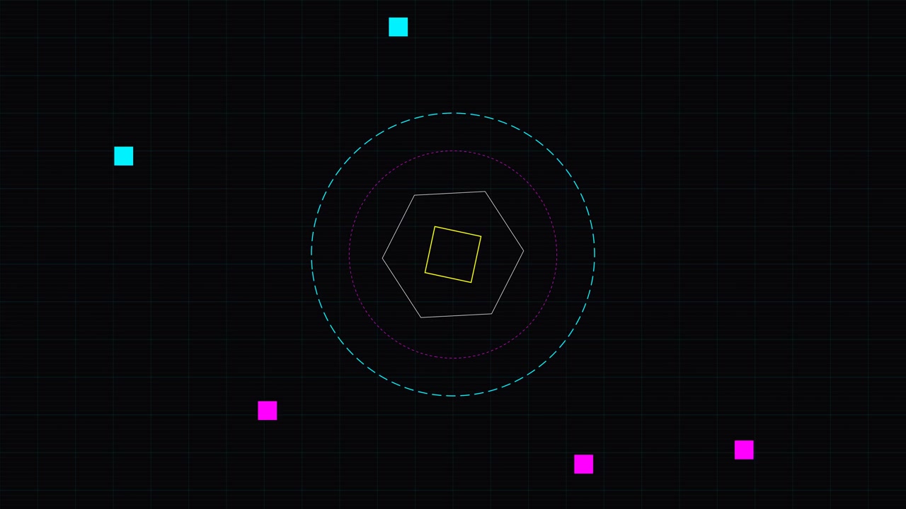 Abstract Geometric Motion Graphics with Rotating Shapes and Pulsing Circles