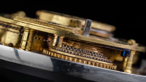 close-up of antique watch or clock mechanism