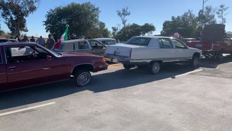 low riders parked on california bridge