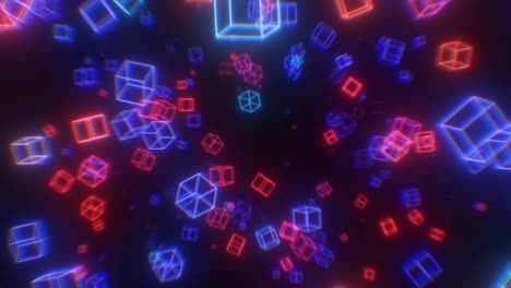 cubos de láser de neón ultravioleta 3d y luces de brillo de onda sintética retro de los años 80 - animación de fondo de movimiento de bucle sin fisuras de 4k