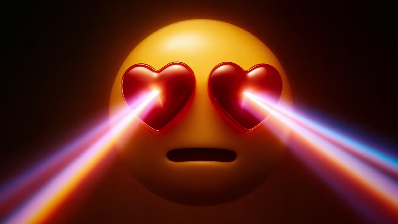 Captivating Emoji with Heart Eyes Emphasizes Love and Emotion Through Eyes of Passion and Light, Representing Sentimentality and Affection in a Unique Visual Display