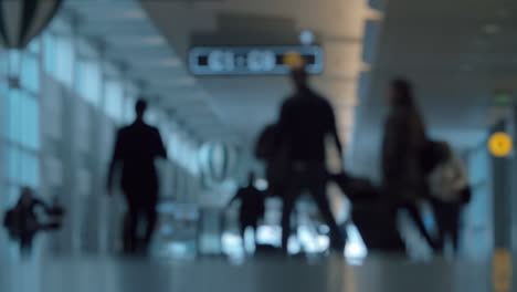 defocus of passengers traffic in hall of the airport