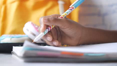 child writing in a notebook