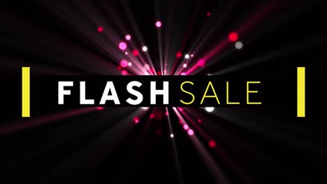 Digital-animation-of-flash-sale-text-banner-against-pink-spots-of-light-on-black-background