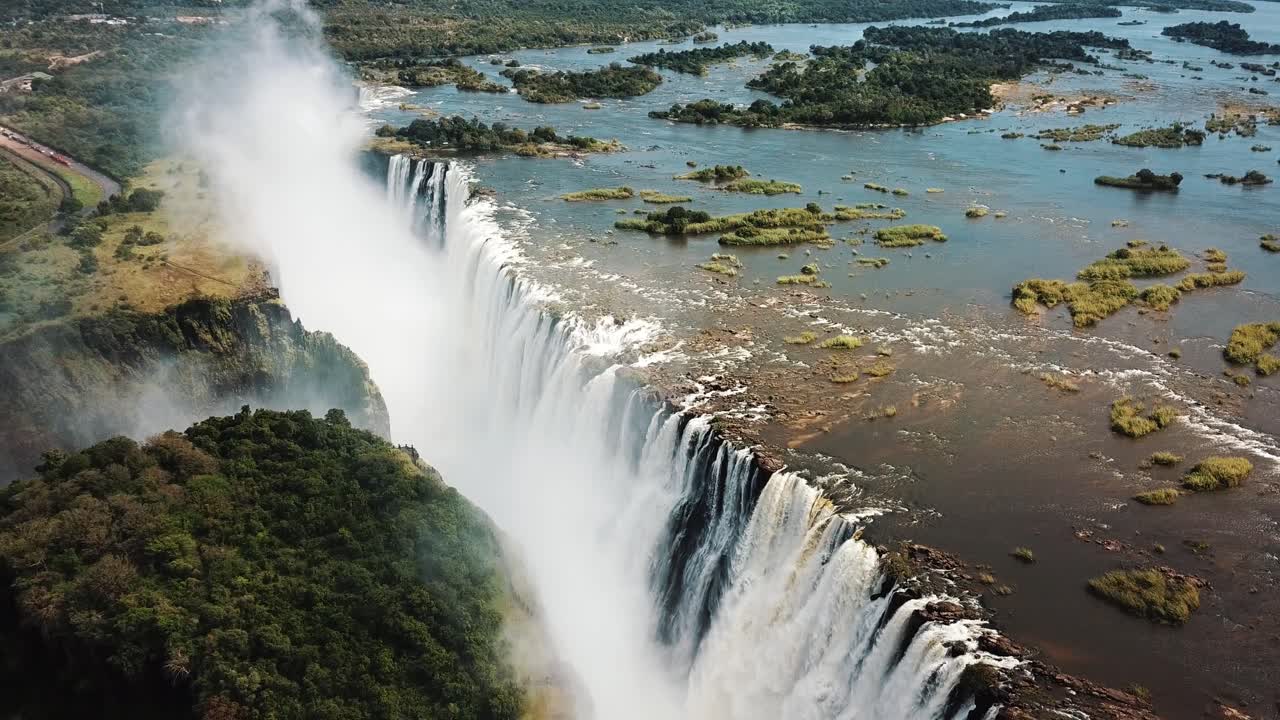 Aerial View Victoria Falls, Shungu Namutitima at the Border of Zimbabwe and Zambia in Africa