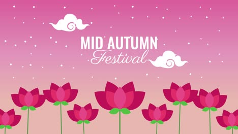 festival de mediados de otoño animación de letras con jardín de flores