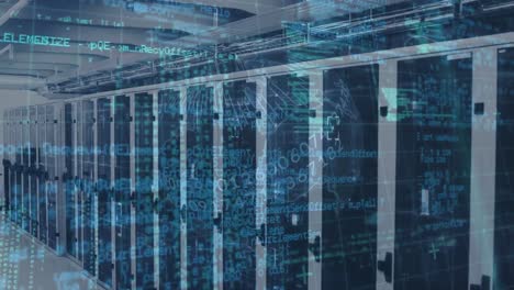 Animation of globe and data processing over server room
