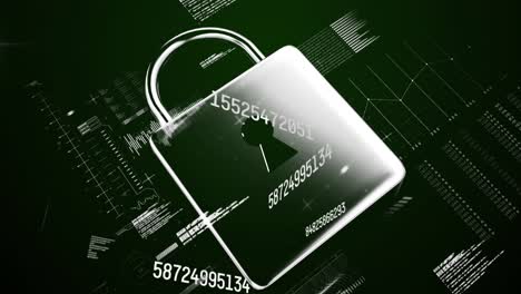 animation of numbers changing data processing against online security padlock