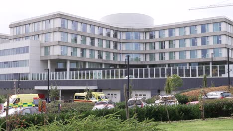 entrance of the generic health care hospital - barrier going up for ambulance at the emergency gate