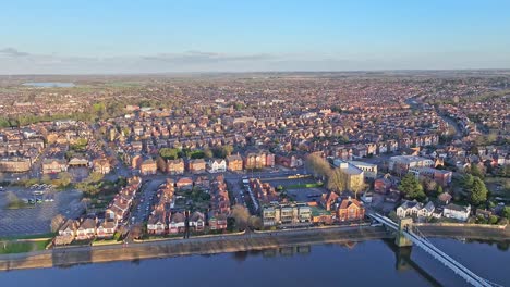 A-densely-built-district-of-Nottingham,-UK-is-shot-from-above