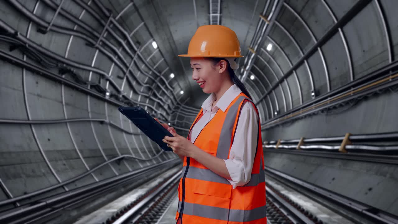 Female Engineer Inspecting Tunnel Project