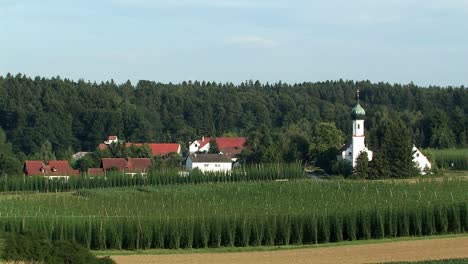 rare panorama of church of pilgrimage "lohwinden" with hop garden in front-1