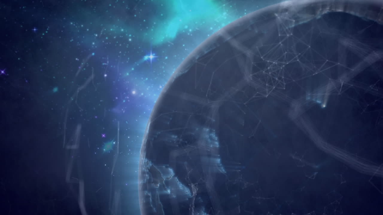 animación de redes de conexiones en todo el mundo y el cielo
