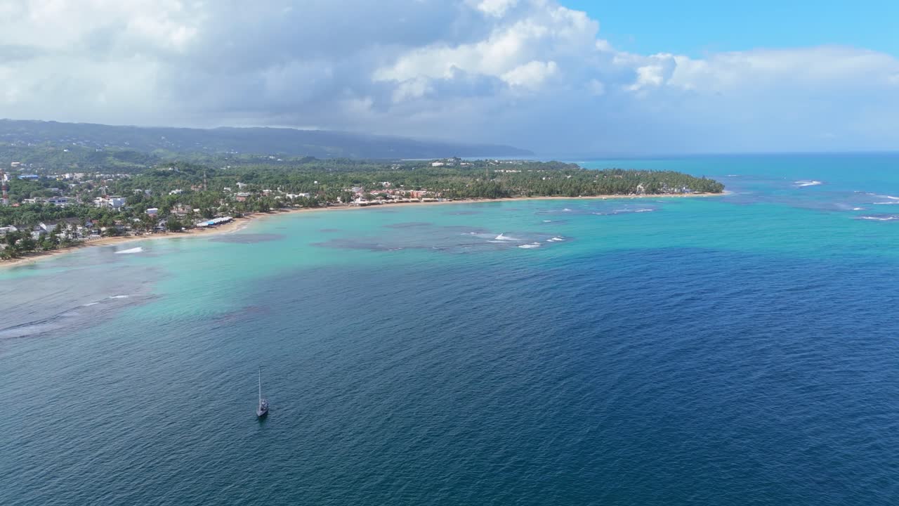 Aerial View of Playa Las Terrenas in Dominican Republic