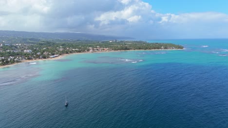 aerial view of playa las terrenas in dominican republic