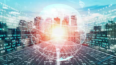transporte inteligente en la ciudad futurista tácita con sistema de control de tráfico en línea