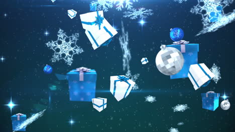 Seamless-christmas-decorations-falling-in-blue-and-silver