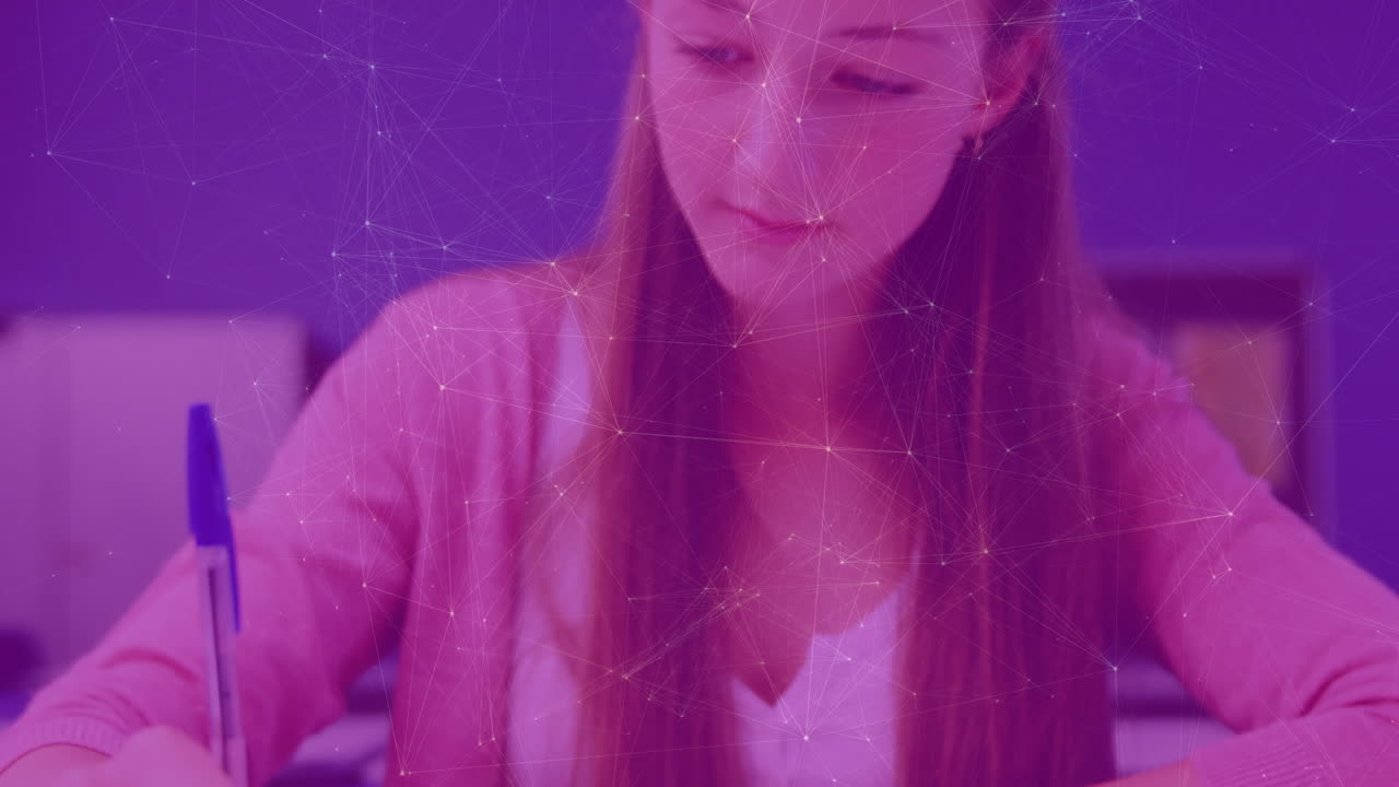 Animation of network of connections over female student