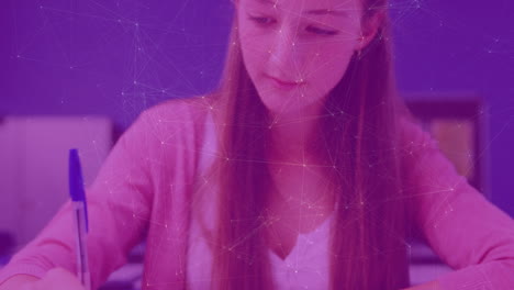 animación de la red de conexiones sobre la estudiante femenina