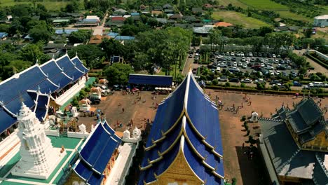 4K-Cinematic-nature-aerial-drone-footage-of-the-beautiful-mountains-and-fields-of-Mae-Taeng-next-to-Chiang-Mai,-Thailand-on-a-sunny-day