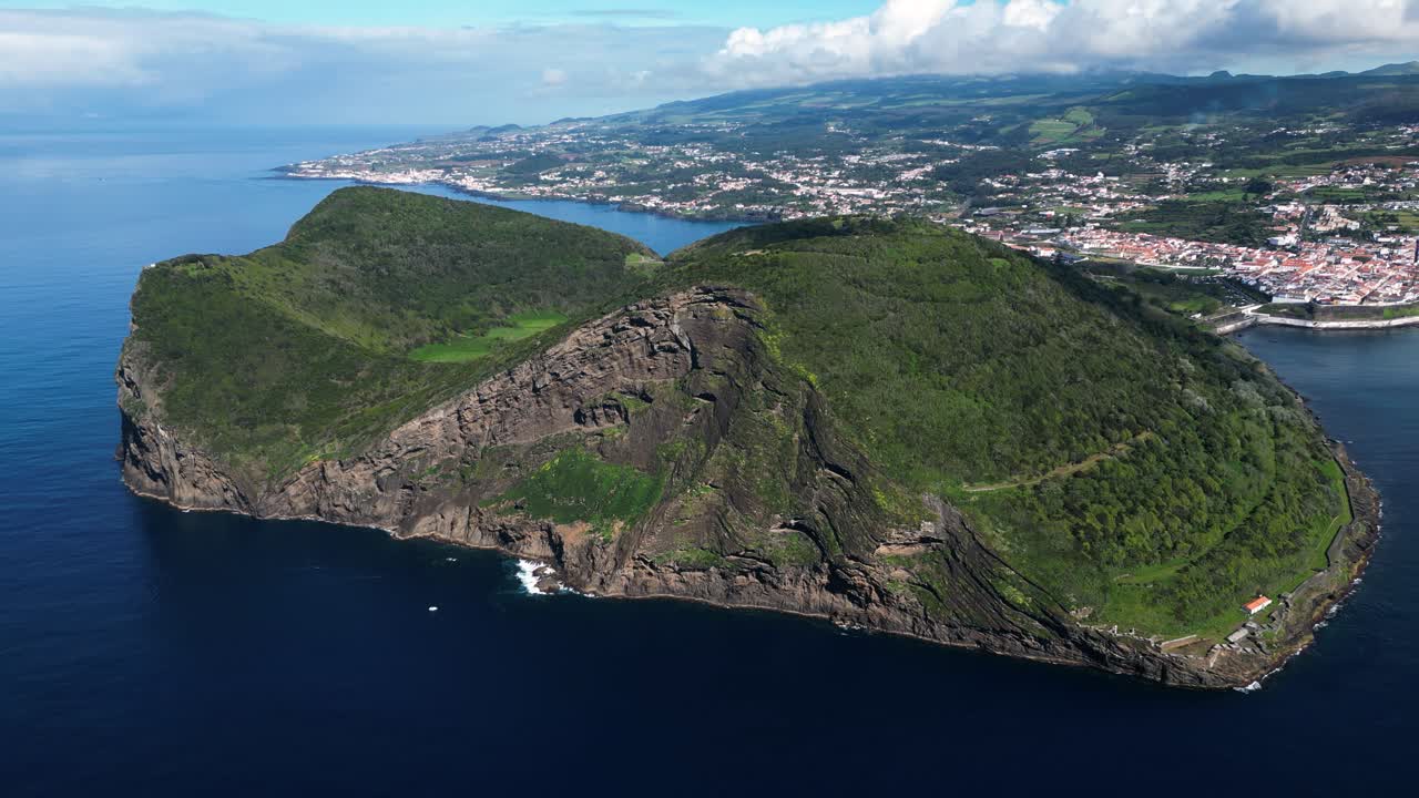 Aerial Orbit of Monte Brasil Ancient Crater, Terceira, Azores