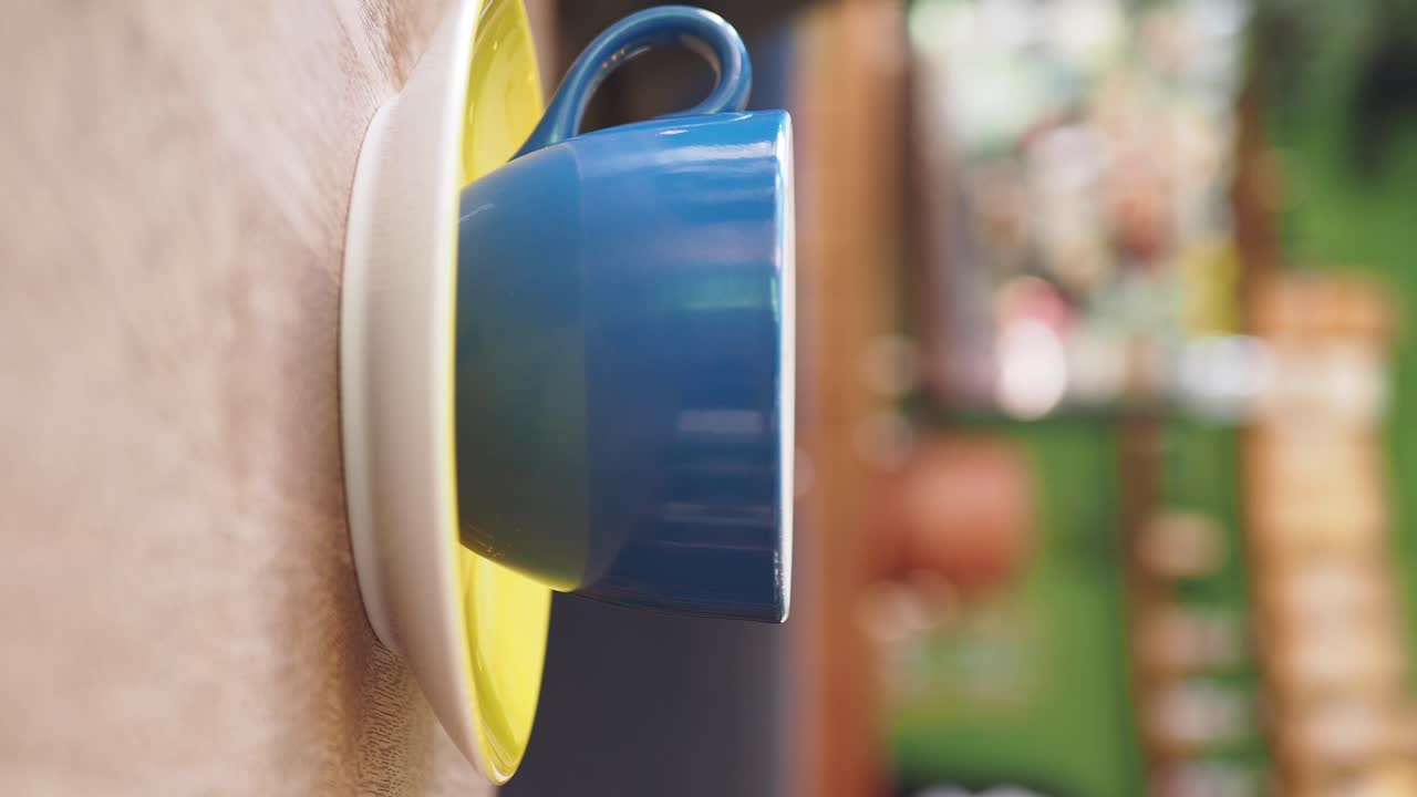 Close-up of a cup and saucer