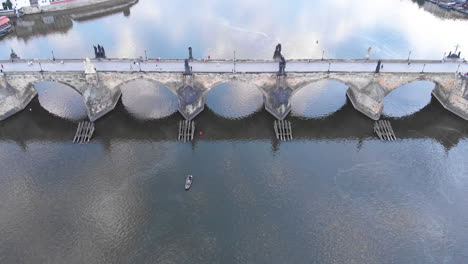 aerial view to vltava river and charles bridge, prague, czech republic