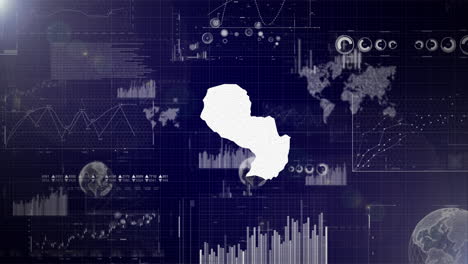 Unternehmenshintergrund-Des-Landes-Paraguay-Mit-Abstrakten-Elementen-Von-Datenanalysediagrammen.-Ich-Zeige-Ein-Technologisches-Video-Zur-Datenanalyse-Mit-Globus,-Wachstum,-Grafiken-Und-Statistischen-Daten-Des-Landes-Paraguay.