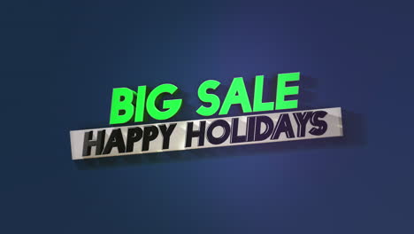 modern happy holidays and big sale text on blue fashion gradient