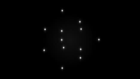 el movimiento caótico de puntos que forman el triángulo rojo brillante ideal, cuadrados azules y estrella de siete puntas naranja en un fondo negro aislado. el concepto de perfeccionismo. bucle sin costuras animación 4k