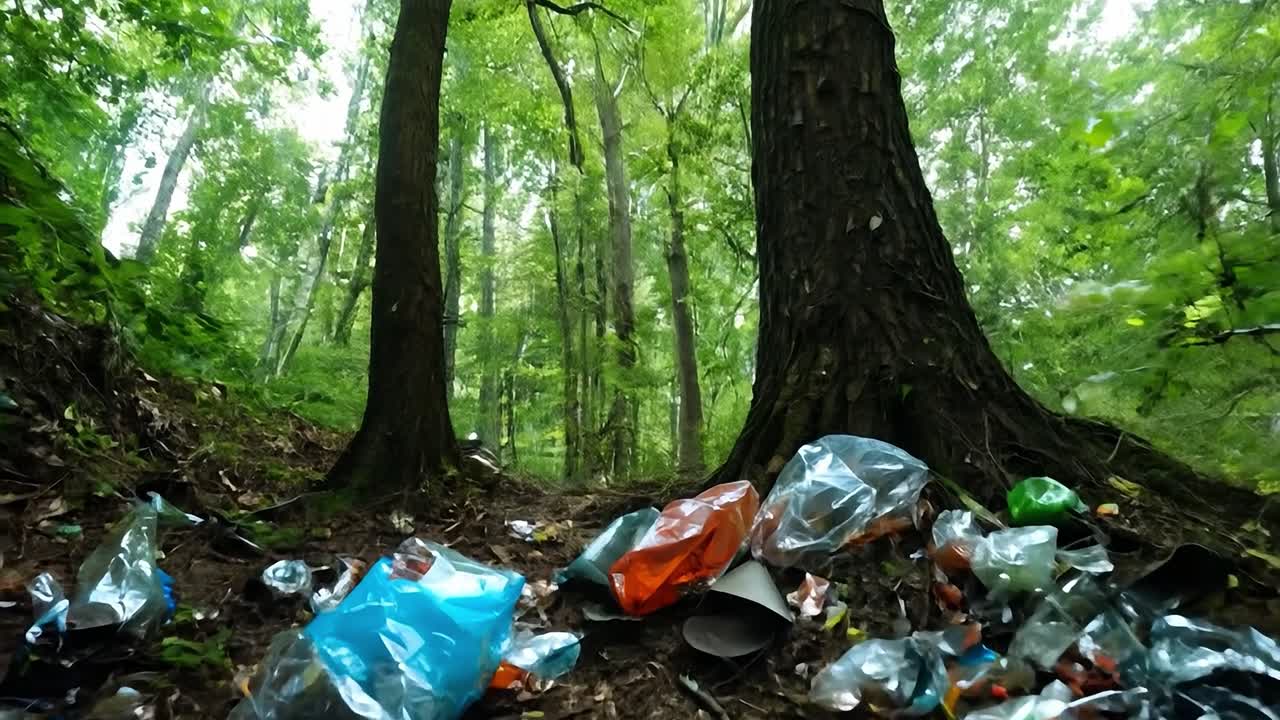 basura en el bosque