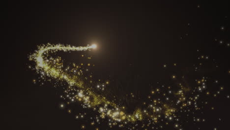 animación de un rastro de luz dorado en movimiento sobre un fondo negro