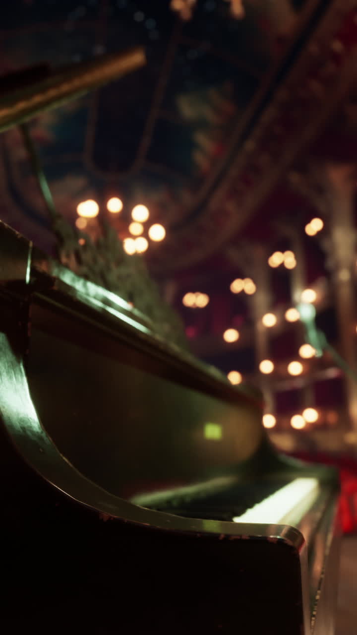 primer plano de un piano de cola en un escenario