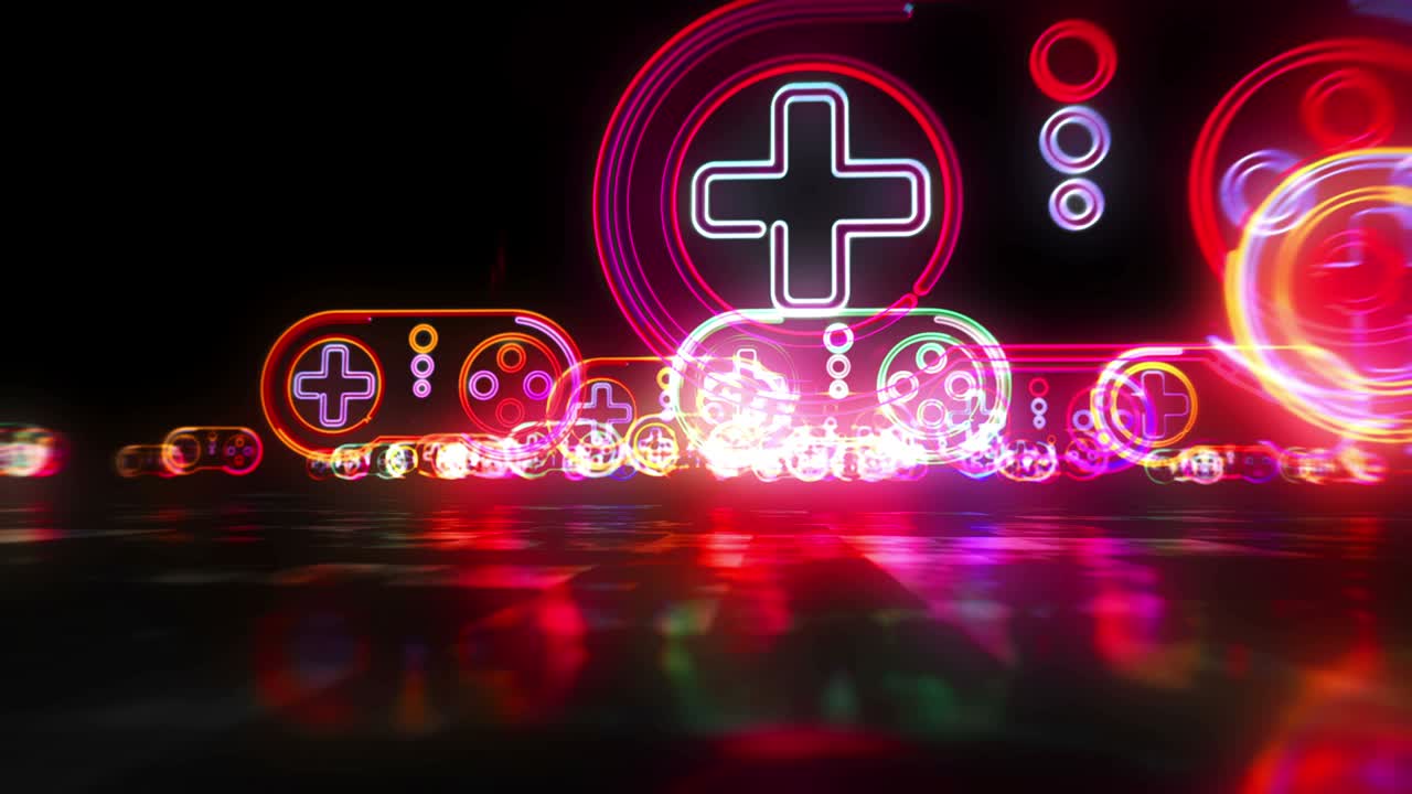 에스포트 게임 패드 기호 추상 루프 가능한 하이퍼스페이스 애니메이션