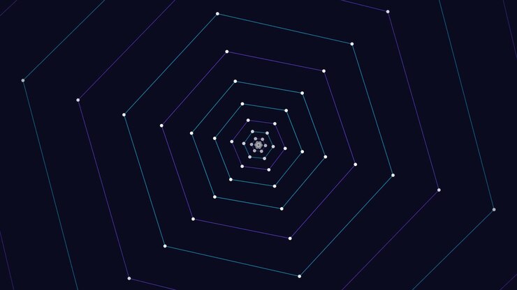 Abstract Geometric Hexagon Pattern Pulsing in Dark Space