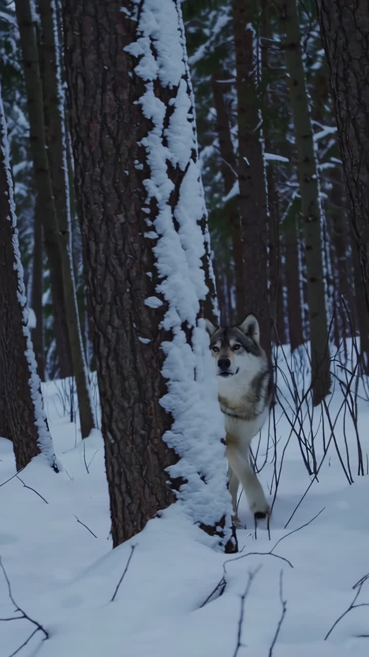 lobo en un bosque nevado