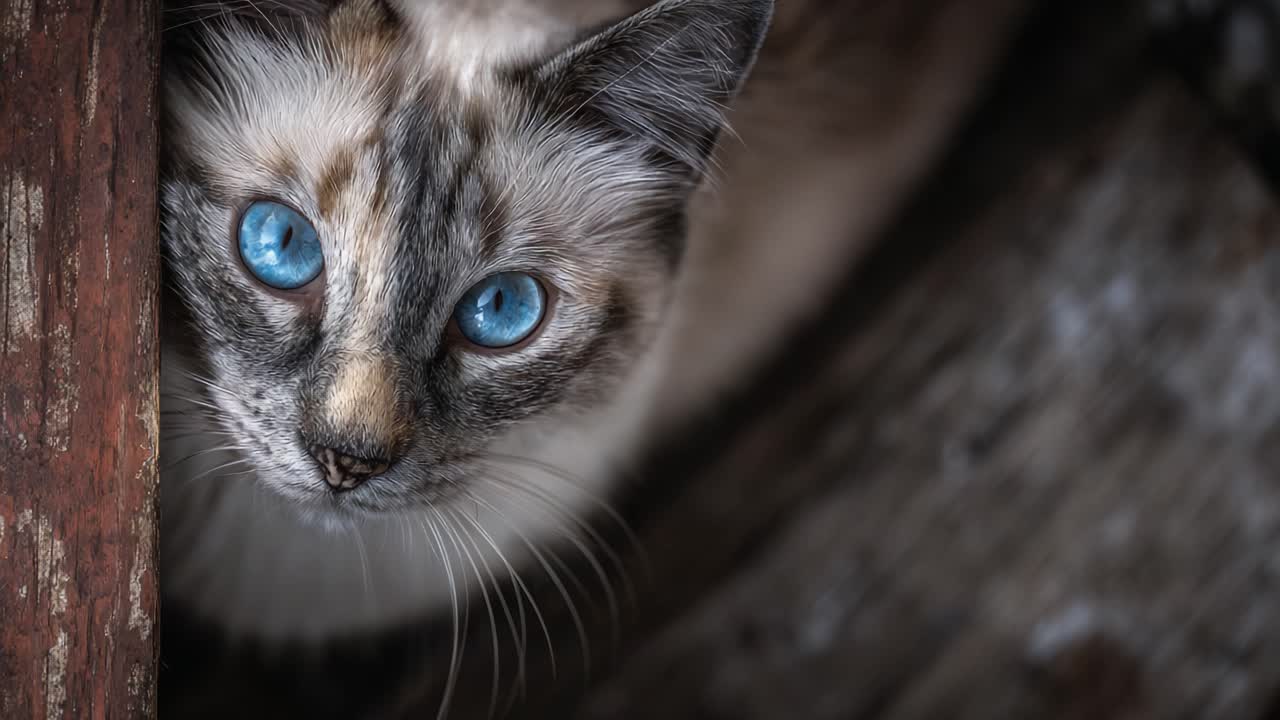 Uno sguardo su un bellissimo gatto dagli occhi azzurri: espressioni accattivanti di grazia e curiosità feline catturate in due intriganti inquadrature