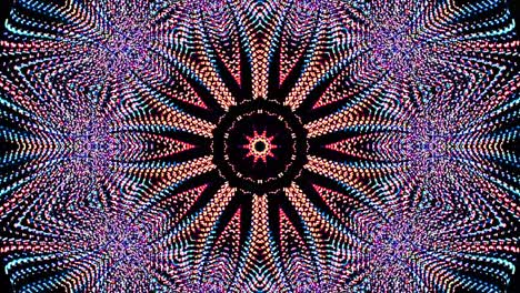 patrón de kaleidoscopio abstracto con colores rojos y azules. mandala mágica. 4k