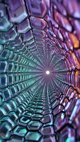 iridescent hexagonal tunnel with light